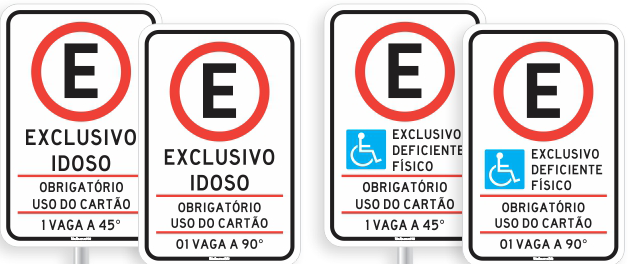 Placas de Estacionamento para idoso e placa de estacionamento para deficiente